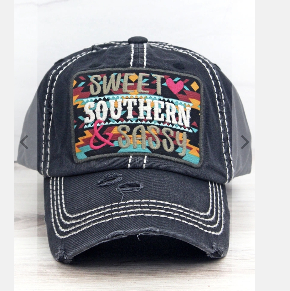 NWT Distressed Black Sassy Cap